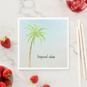 Tropical Palm Tree Blue Ombre Napkin