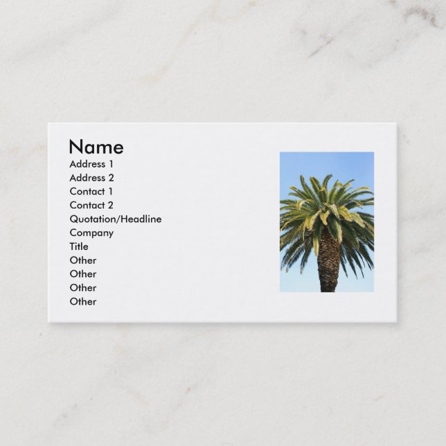 Tropical Palm Tree Business Card (Front)