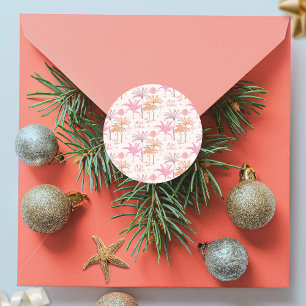 Tropical Palm Tree Christmas Classic Round Sticker