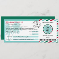 Tropical Palm Tree Christmas Gift Boarding Pass