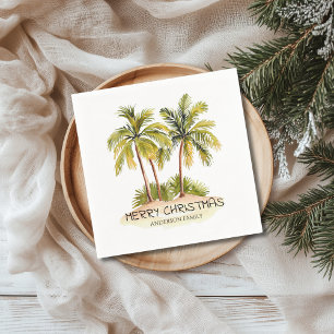 Tropical Palm Tree Christmas Napkin