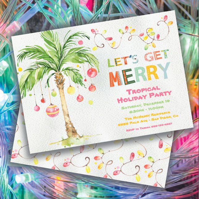 Tropical Palm Tree Christmas Party Invitation (Creator Uploaded)