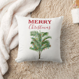 Tropical Palm Tree Christmas Tree Holiday Cushion