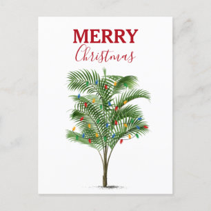 Tropical Palm Tree Christmas Tree Holiday Postcard