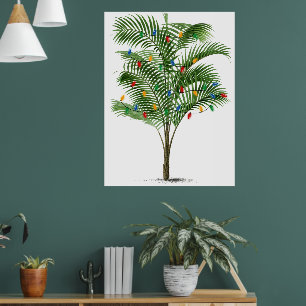 Tropical Palm Tree Christmas Tree Holiday Poster