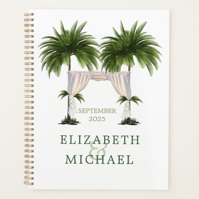 Tropical Palm Tree Chuppah Elegant Modern Wedding Planner (Front)