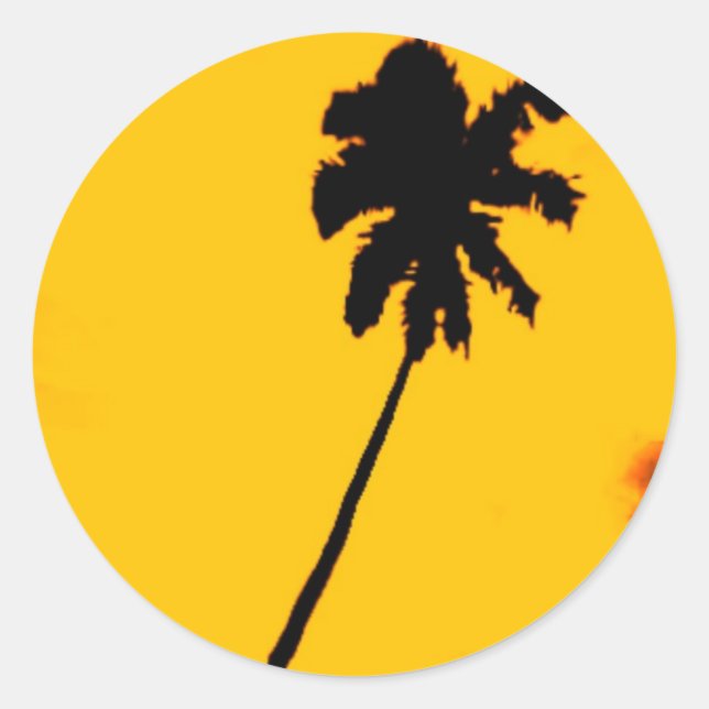 Tropical Palm Tree Classic Round Sticker (Front)