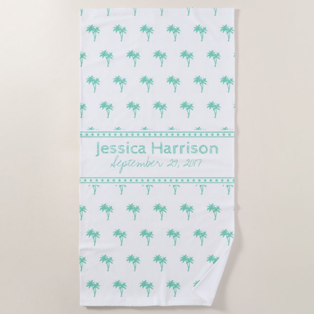 Tropical Palm Tree Custom Beach Towel (Front)