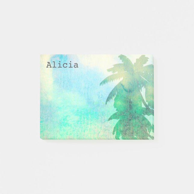 tropical palm tree custom post it note (Front)