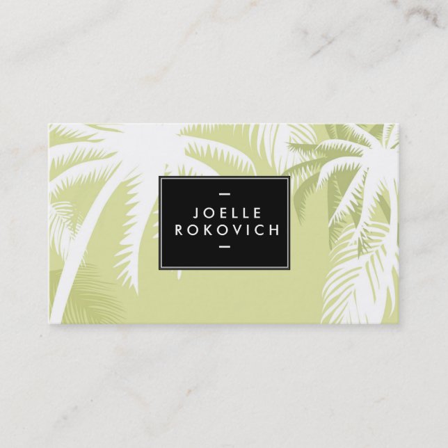 Tropical Palm Tree Designer Business Card Template (Front)