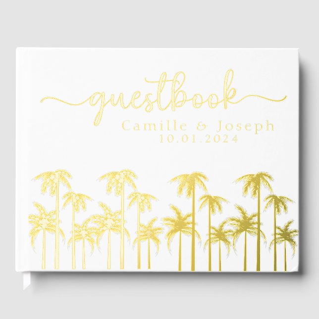 Tropical Palm tree destination wedding guestbook (Front)