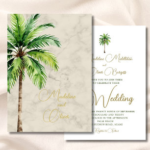 Tropical Palm Tree Elegant Modern Stylish Wedding Invitation