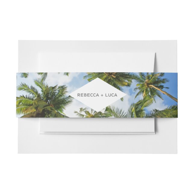 Tropical Palm Tree Florida Beach Wedding Invitation Belly Band (Front Example)