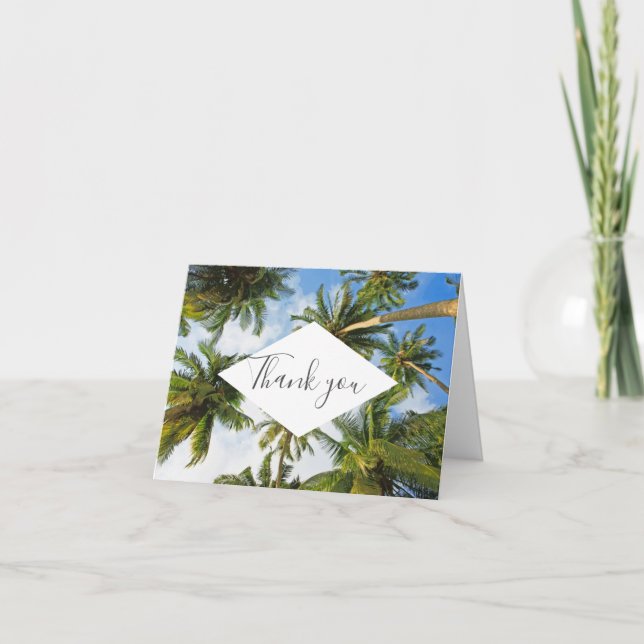 Tropical Palm Tree Florida Beach Wedding Thank You Card (Front)