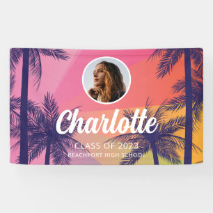 Tropical Palm Tree Graduation Banner