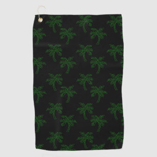 Tropical Palm Tree Green Contour Summer Vibes Art Golf Towel
