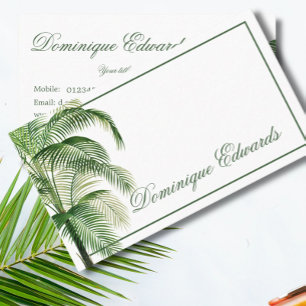Tropical Palm Tree Green Professional Chic  Business Card