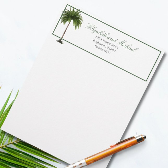  Tropical Palm Tree Green Stylish  Custom Letterhead (Creator Uploaded)
