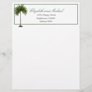 Tropical Palm Tree Green Stylish Wedding Custom Letterhead