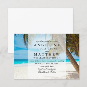 Tropical Palm Tree Green Wedding Card