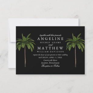 Tropical Palm Tree Green Wedding Card