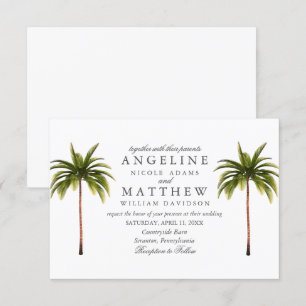 Tropical Palm Tree Green Wedding Card