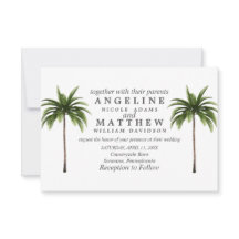 Tropical Palm Tree Green Wedding Card