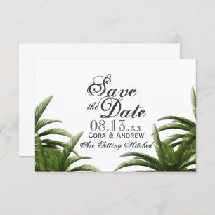 Tropical Palm Tree Green Wedding Save the Date Invitation