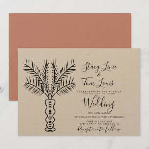 Tropical Palm Tree Hand Drawn Earthy  Invitation