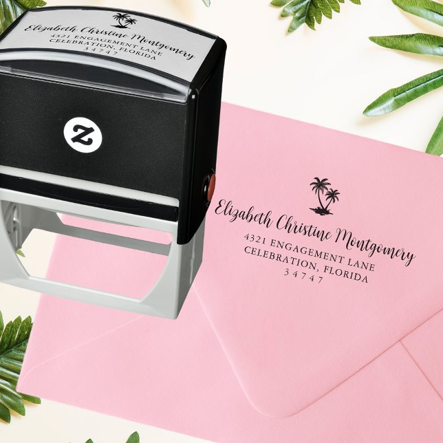 Tropical Palm Tree Home Address Self-inking Stamp (Creator Uploaded)