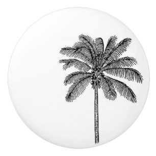 Tropical Palm Tree in black and white Ceramic Knob