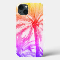 tropical palm tree in retro neon 80's summer vibe