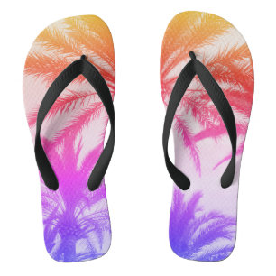 tropical palm tree in retro neon 80's summer vibe  thongs