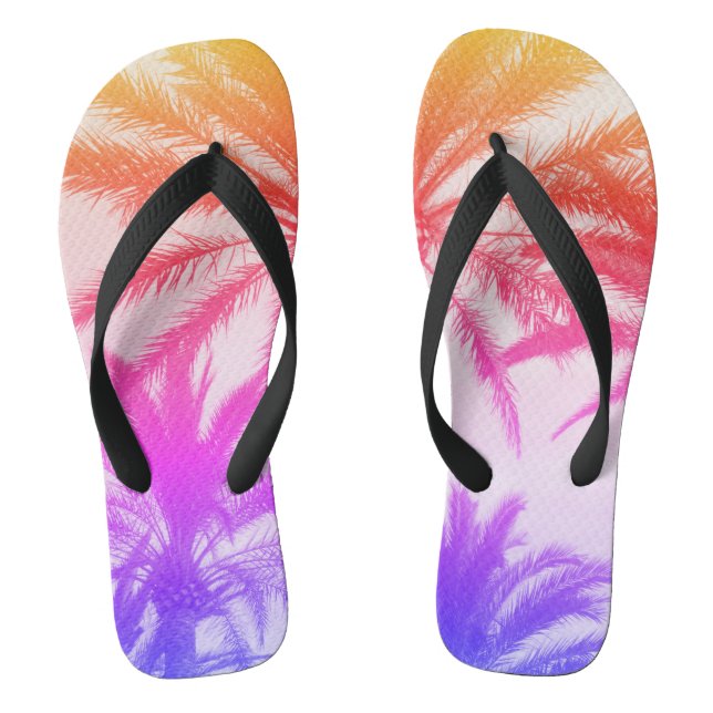 tropical palm tree in retro neon 80's summer vibe  thongs (Footbed)