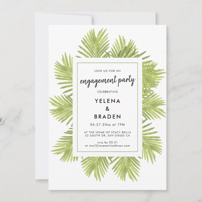 Tropical palm tree invitation (Front)
