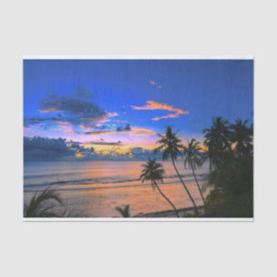 Tropical Palm Tree Island Exotic Beach Sunset Tissue Paper