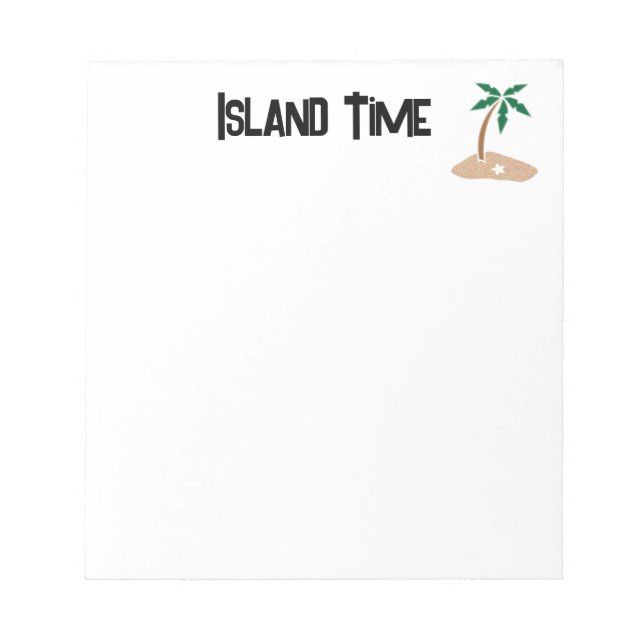 Tropical Palm Tree Island Getaway Cartoon Design Notepad (Front)