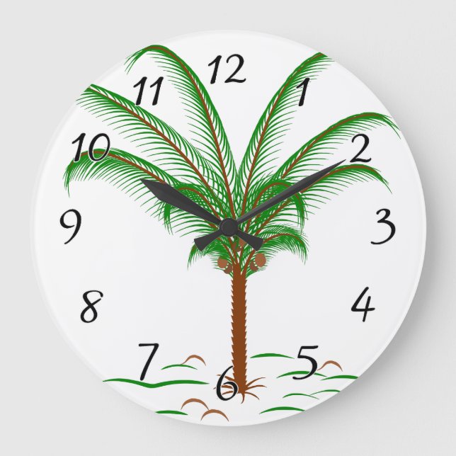Tropical Palm Tree Large Clock (Front)