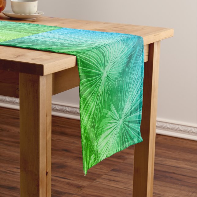 Tropical palm tree leaf table runner design (In Situ)