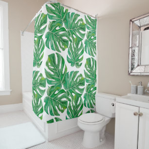 Tropical Palm Tree Leaves Beach Ocean Shower Curtain