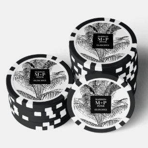 Tropical Palm Tree Leaves  Beach Wedding Favor Poker Chips