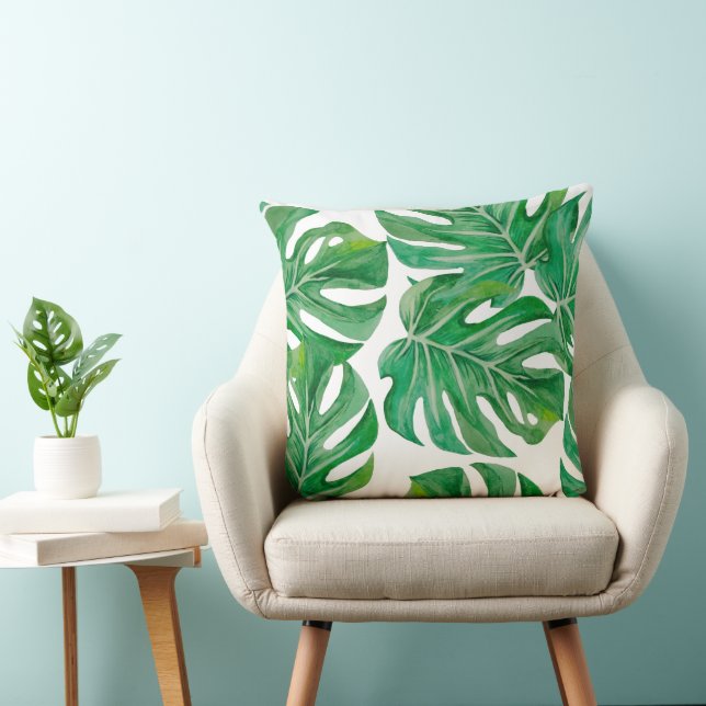 Tropical Palm Tree Leaves Botanical Throw Pillow (Chair)