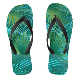 Tropical Palm Tree Leaves Jungle Green Thongs