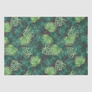 Tropical Palm Tree Leaves Pattern Green Black Tissue Paper