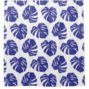 Tropical palm tree leaves pattern shower curtain