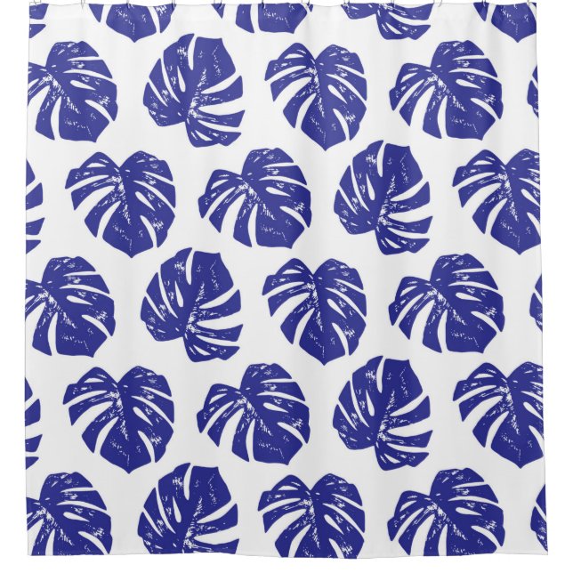 Tropical palm tree leaves pattern shower curtain (Front)