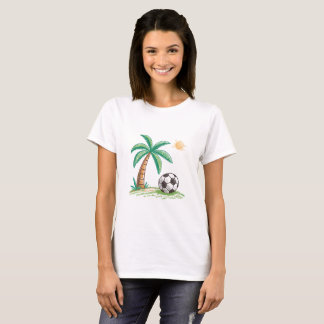 Tropical Palm Tree Low Soccer Ball T-Shirt