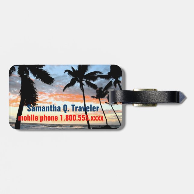 Tropical Palm Tree Luggage Tag (Back Horizontal)