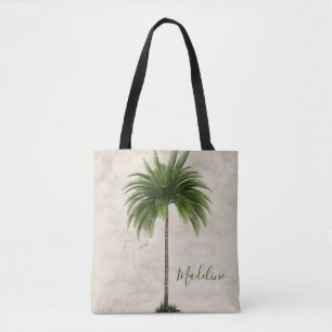 Tropical  Palm Tree Marble Champagne Elegant Tote Bag