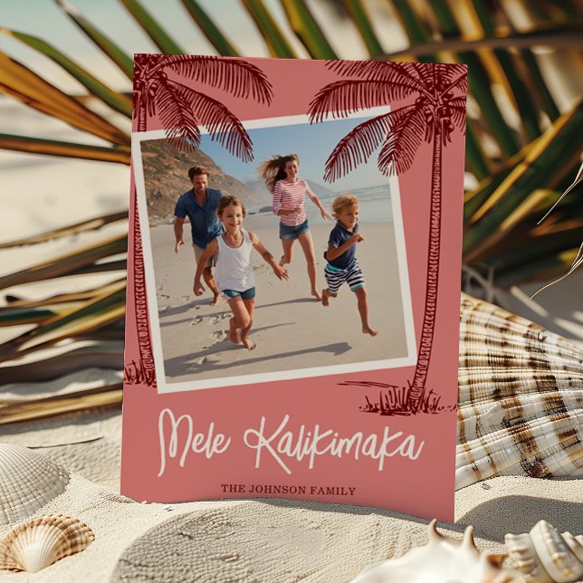 Tropical Palm Tree Mele Kalikimaka Photo Holiday Card (Creator Uploaded)